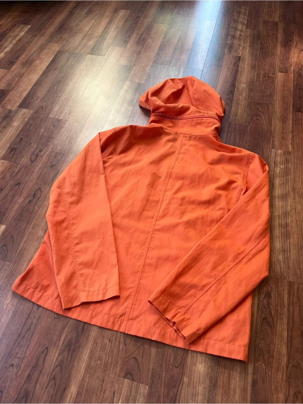 Chico's Women’s Bright Orange Hooded Zip Windbreaker